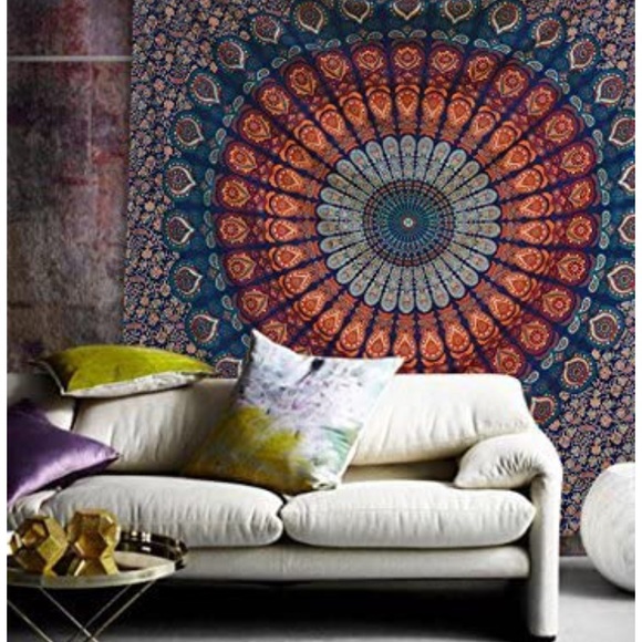 Colorful Retro Hippie Floral Bohemian Mandala Tapestry/Blanket/Art Decoration - Picture 7 of 9